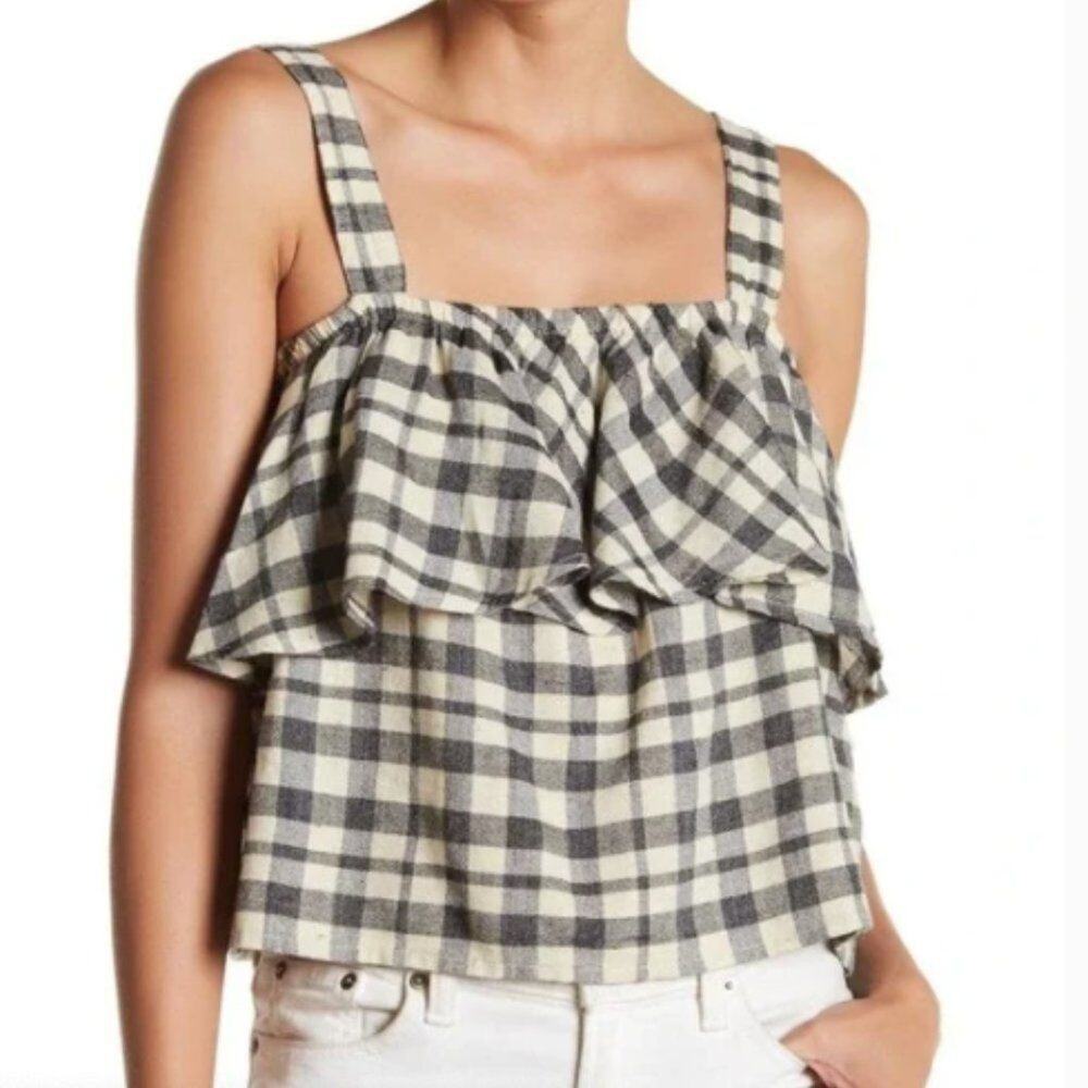 Abound Gingham Check Ruffle Tiered Tank Top